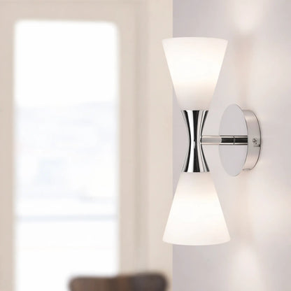 Herstal Harlekin Vägglampa Duo, Krom/Opal glas