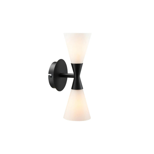Herstal Harlekin Vägglampa Duo, Mattsvart/Opal glas
