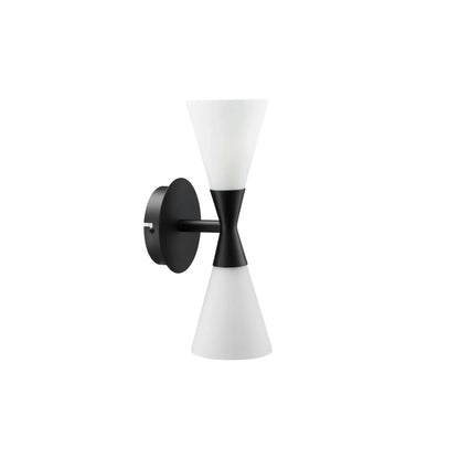Herstal Harlekin Vägglampa Duo, Mattsvart/Opal glas