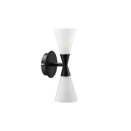 Herstal Harlekin Vägglampa Duo, Mattsvart/Opal glas