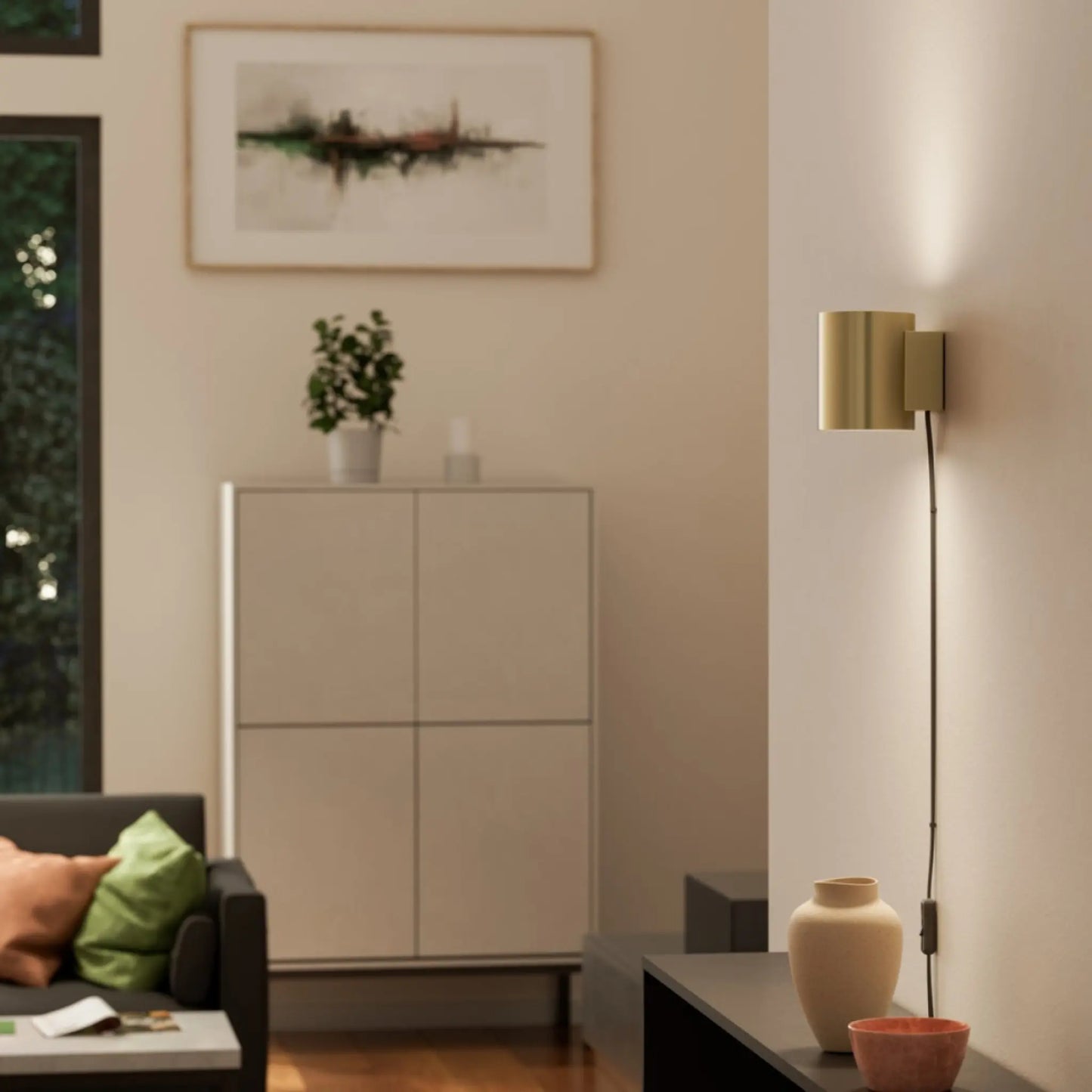 Herstal Evoke Vägglampa S, Satin brass