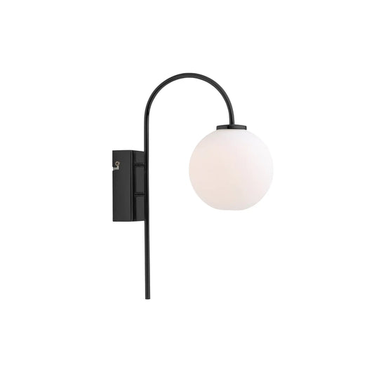 Herstal Ballon Vägglampa, Svart/Opal glas
