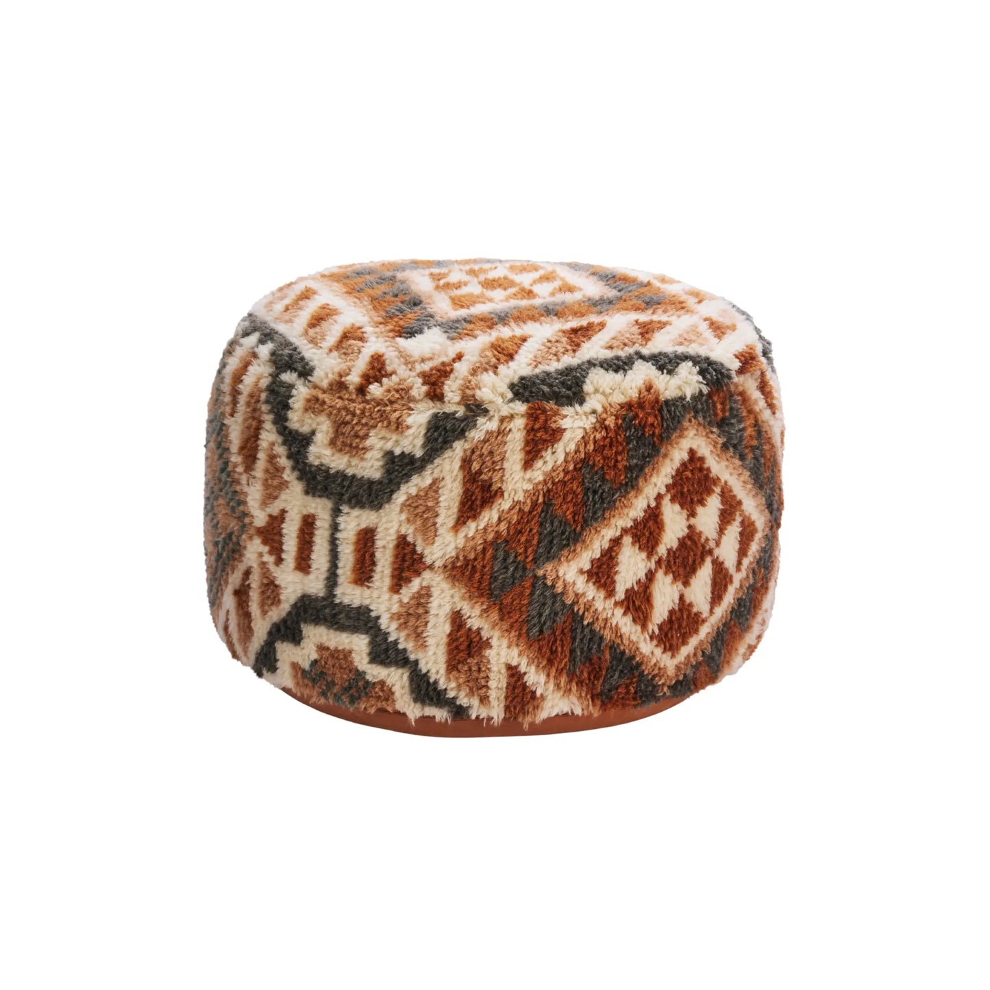 Madam Stoltz Puff Handvävd, Dusty Blue/burnt orange/old Rose