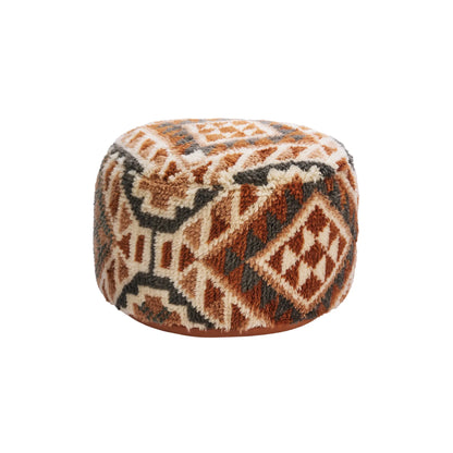 Madam Stoltz Puff Handvävd, Dusty Blue/burnt orange/old Rose