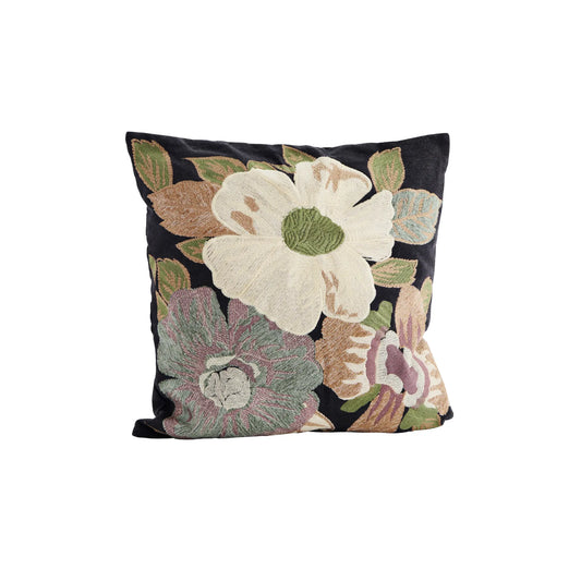 Madam Stoltz Kuddfodral Broderad 2-Pack, Svart/flerfärgad