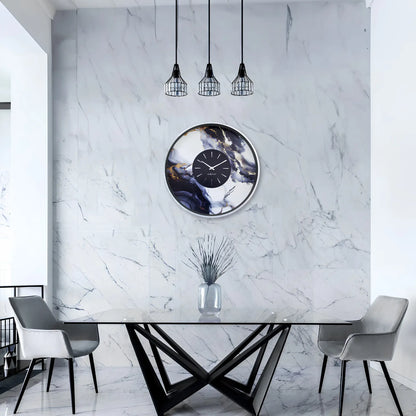 NeXtime Marble Duo Väggklocka 48 cm, Silver/Vit