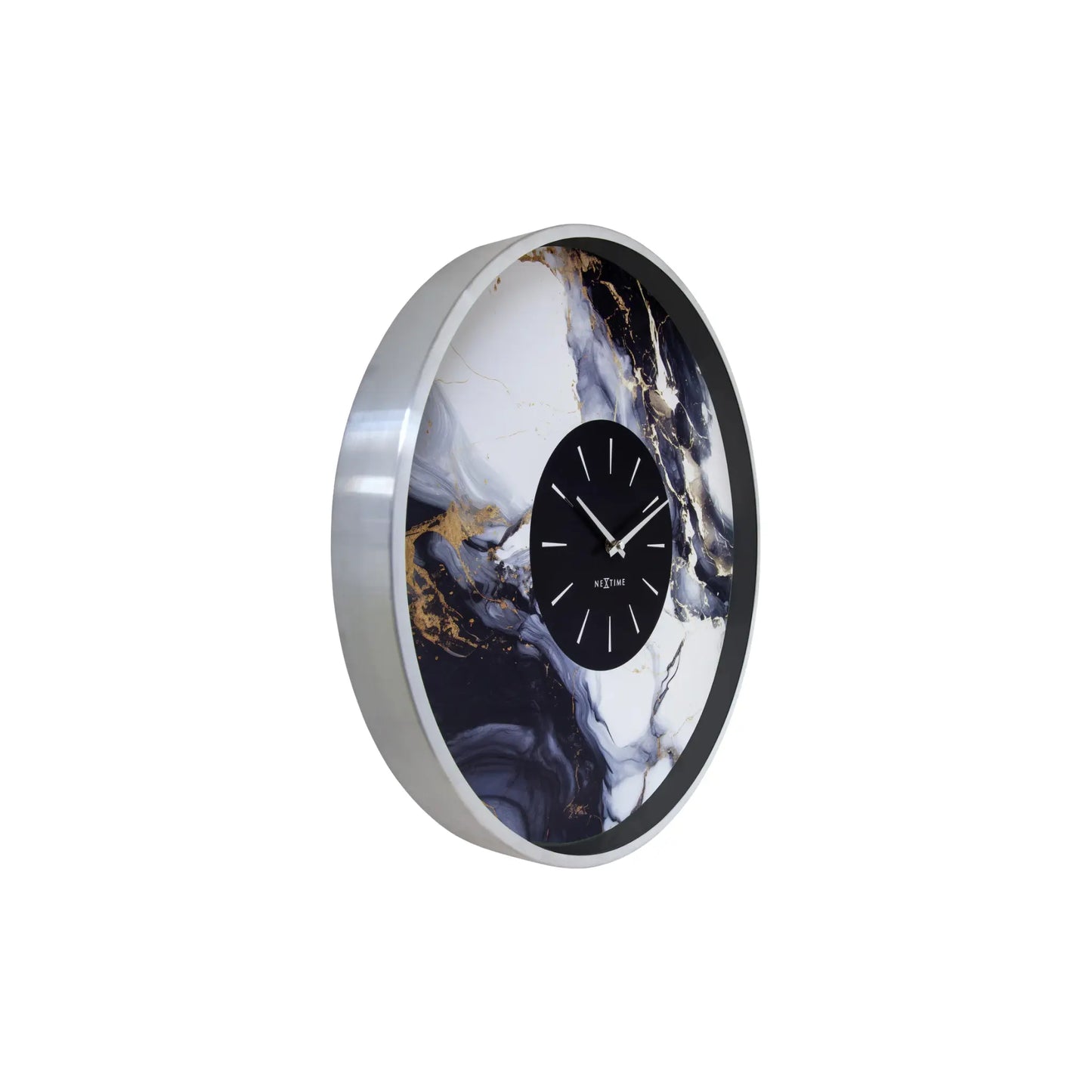 NeXtime Marble Duo Väggklocka 48 cm, Silver/Vit