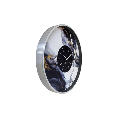 NeXtime Marble Duo Väggklocka 48 cm, Silver/Vit
