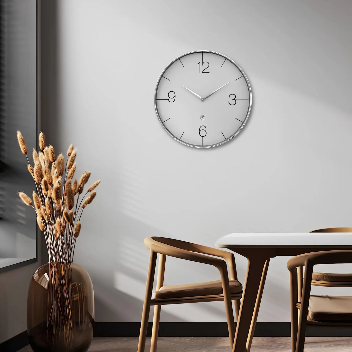 NeXtime Finesse L Nxt Väggklocka 51 cm Krom/Grå