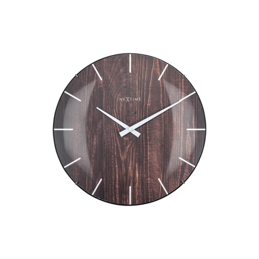 NeXtime Edge Wood Dome Väggklocka 35 cm Mörk, Brun