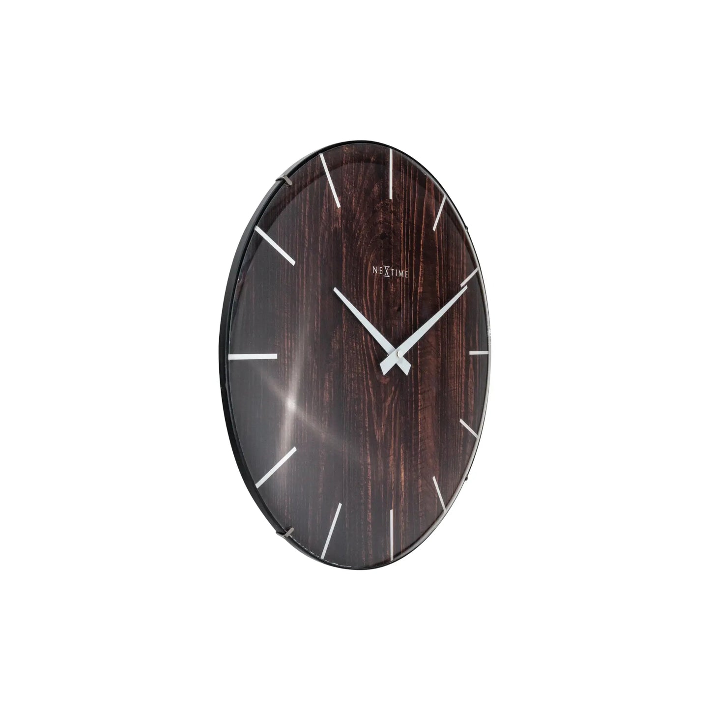 NeXtime Edge Wood Dome Väggklocka 35 cm Mörk, Brun