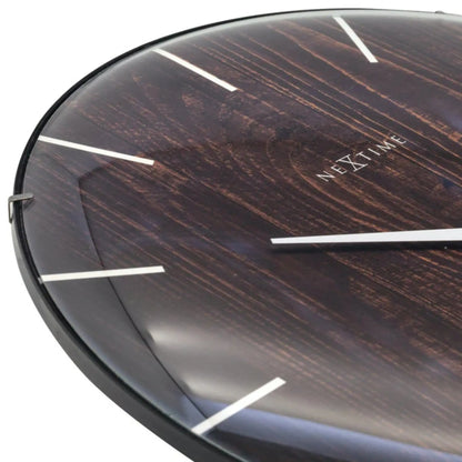 NeXtime Edge Wood Dome Väggklocka 35 cm Mörk, Brun