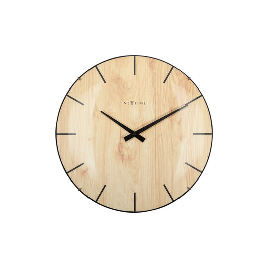 NeXtime Edge Wood Dome Väggklocka 35 cm Ljus, Brun