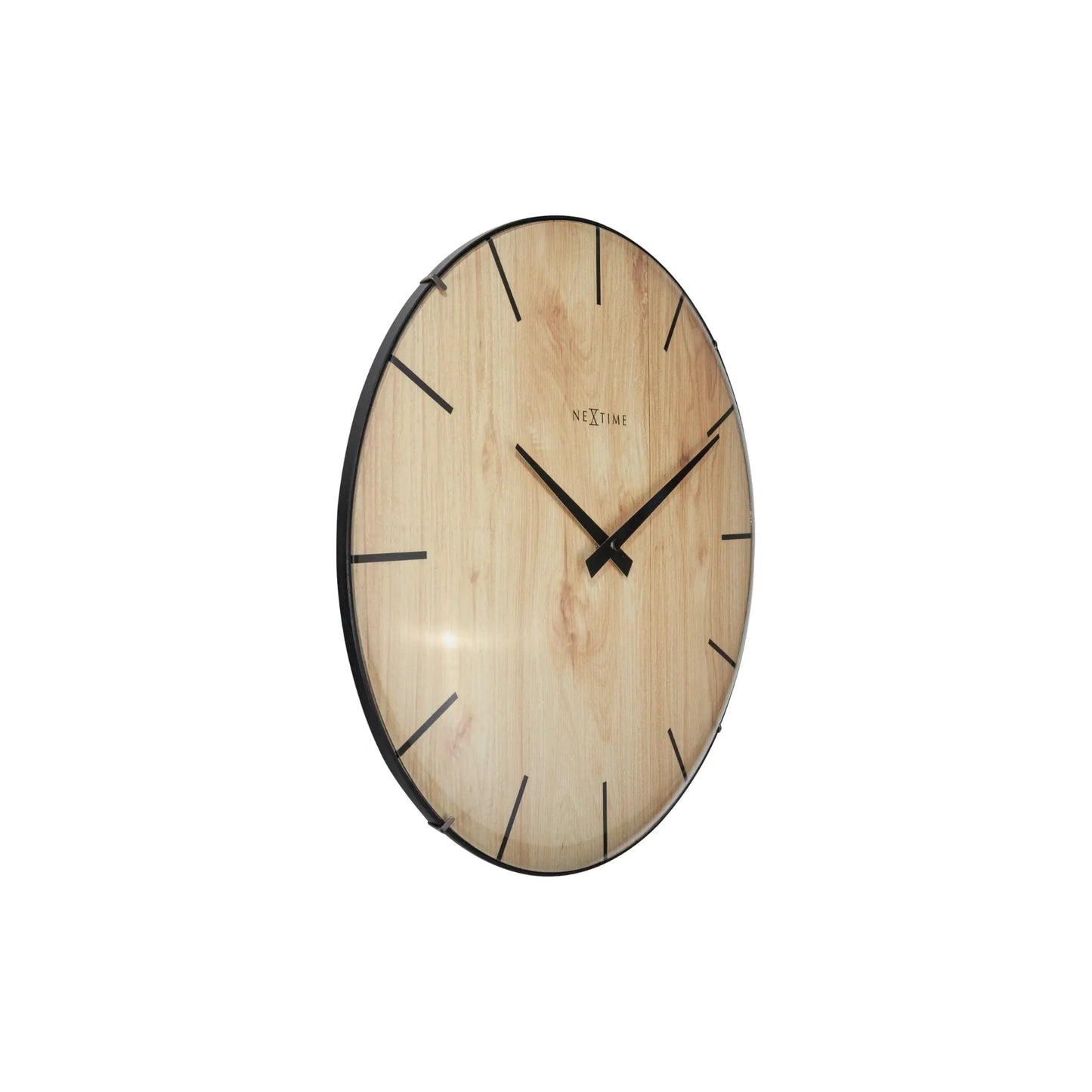 NeXtime Edge Wood Dome Väggklocka 35 cm Ljus, Brun