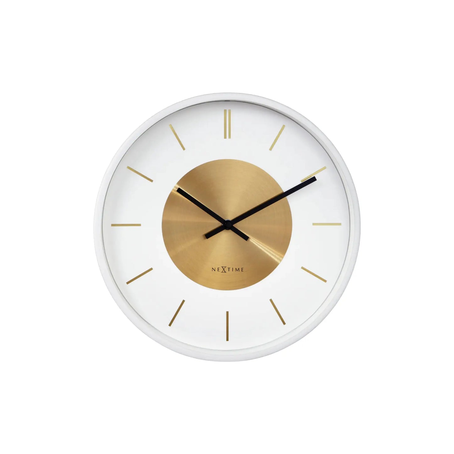 NeXtime Retro Ii Stripes Väggklocka 25 cm, Vit/Guld