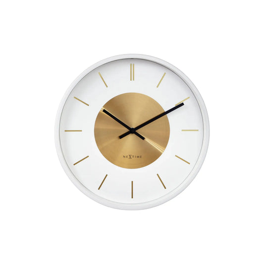 NeXtime Retro Ii Stripes Väggklocka 25 cm, Vit/Guld