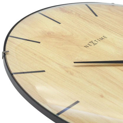NeXtime Edge Wood Dome Väggklocka 35 cm Ljus, Brun