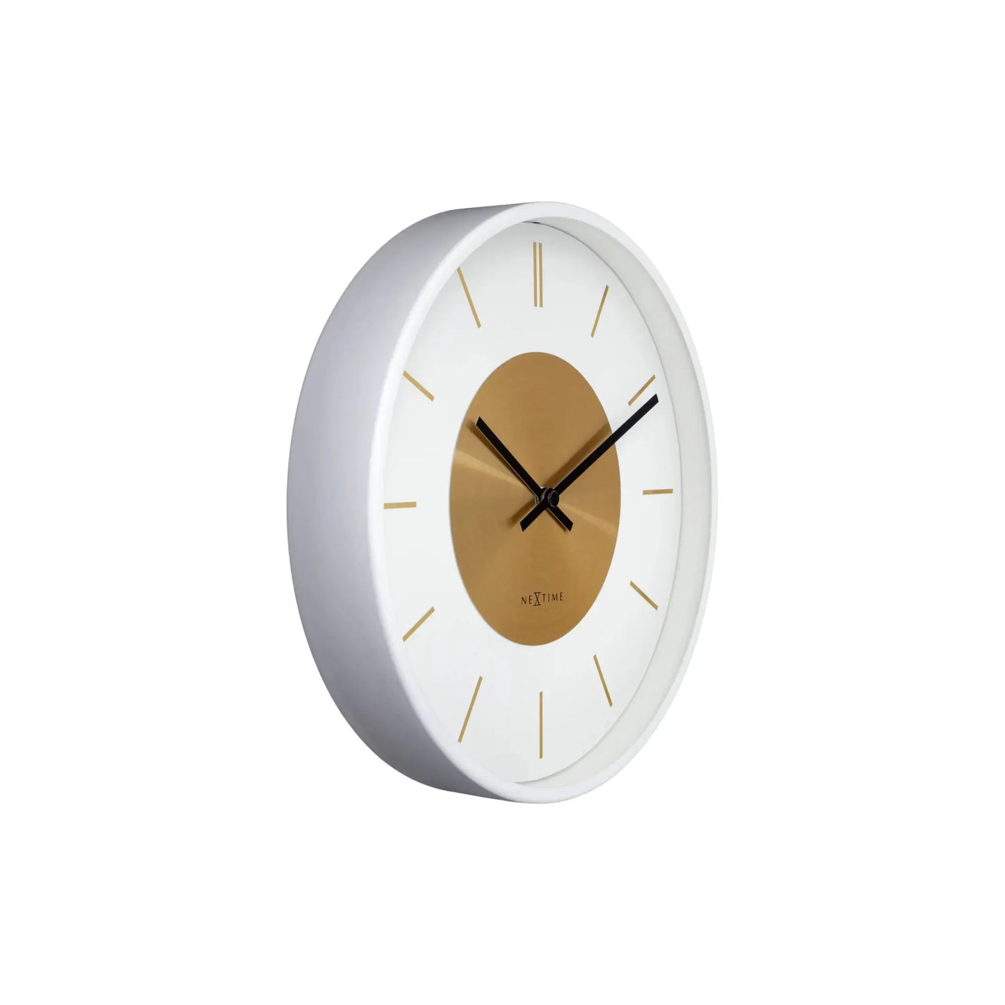 NeXtime Retro Ii Stripes Väggklocka 25 cm, Vit/Guld