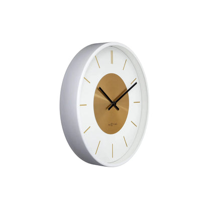 NeXtime Retro Ii Stripes Väggklocka 25 cm, Vit/Guld