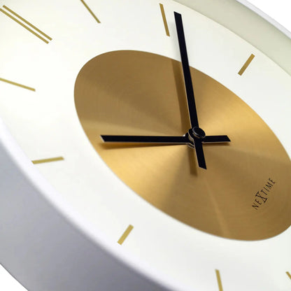 NeXtime Retro Ii Stripes Väggklocka 25 cm, Vit/Guld