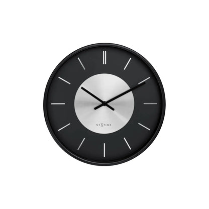 NeXtime Retro Ii Stripes Väggklocka 25 cm, Svart/Silver
