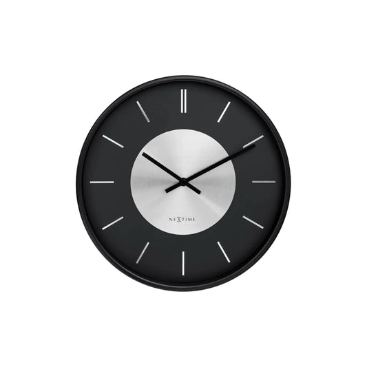 NeXtime Retro Ii Stripes Väggklocka 25 cm, Svart/Silver