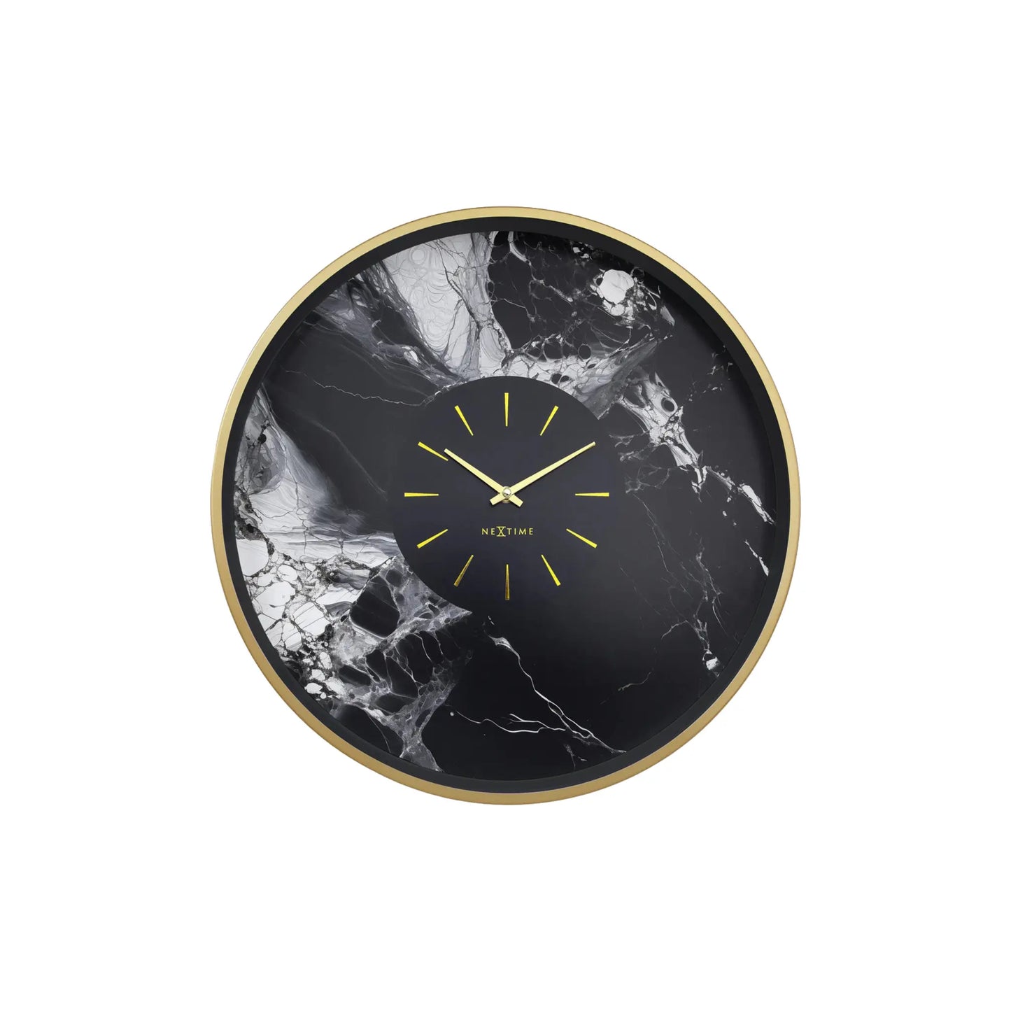 NeXtime Marble Duo Väggklocka 48 cm, Guld/Svart