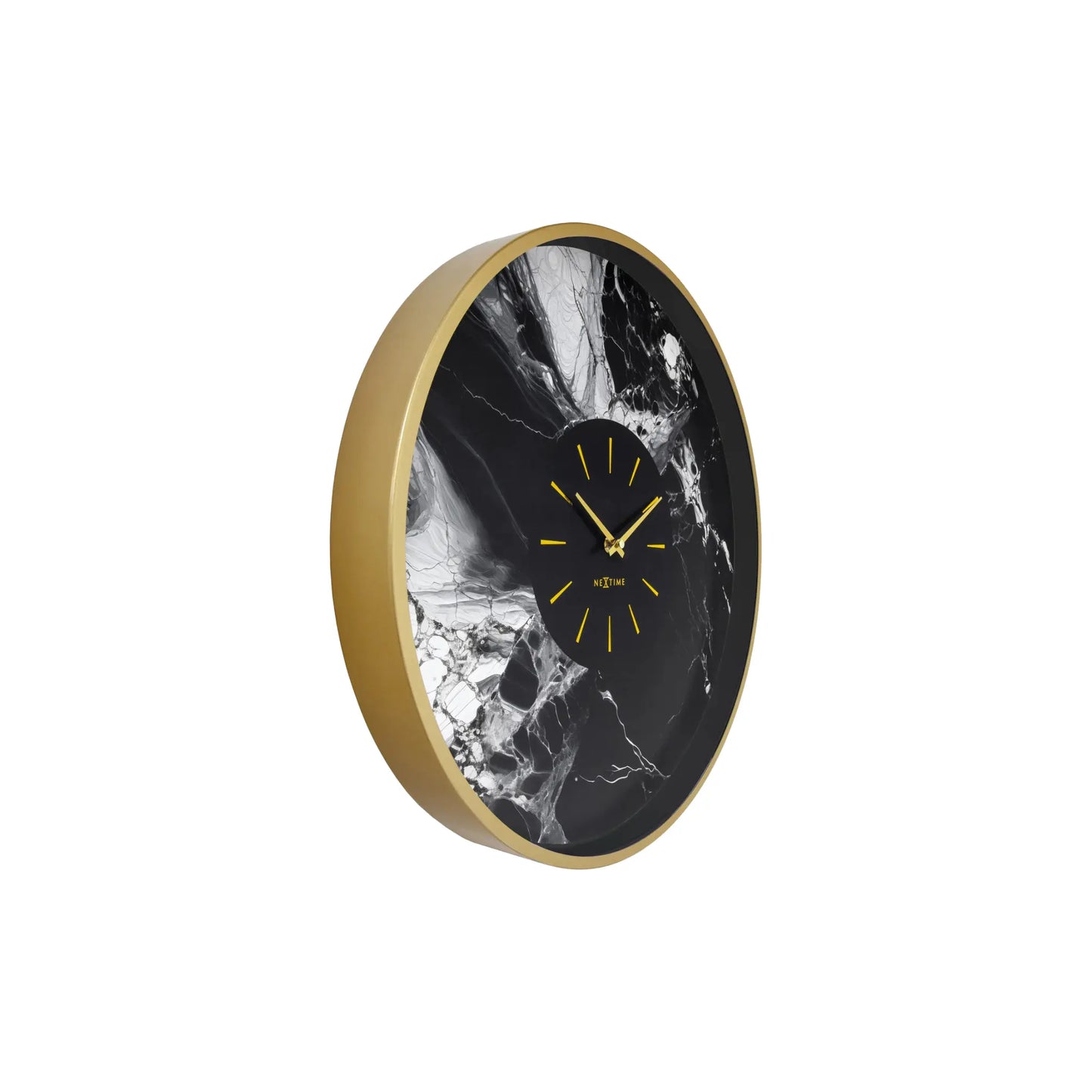 NeXtime Marble Duo Väggklocka 48 cm, Guld/Svart