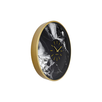 NeXtime Marble Duo Väggklocka 48 cm, Guld/Svart