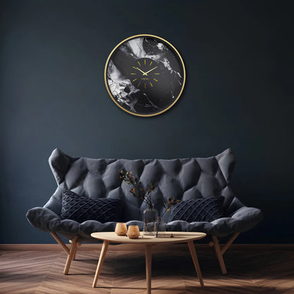 NeXtime Marble Duo Väggklocka 48 cm, Guld/Svart