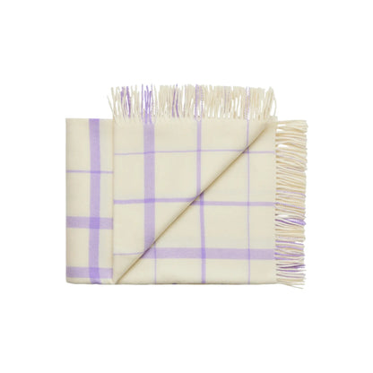 Silkeborg Uldspinderi Warp and Weft Ullpläd 130x190 cm, Vibrant - Raw White/Lilac