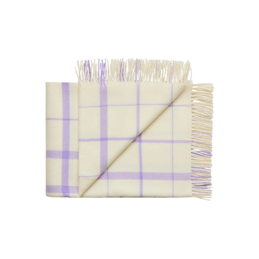 Silkeborg Uldspinderi Warp and Weft Ullpläd 130x190 cm, Vibrant - Raw White/Lilac