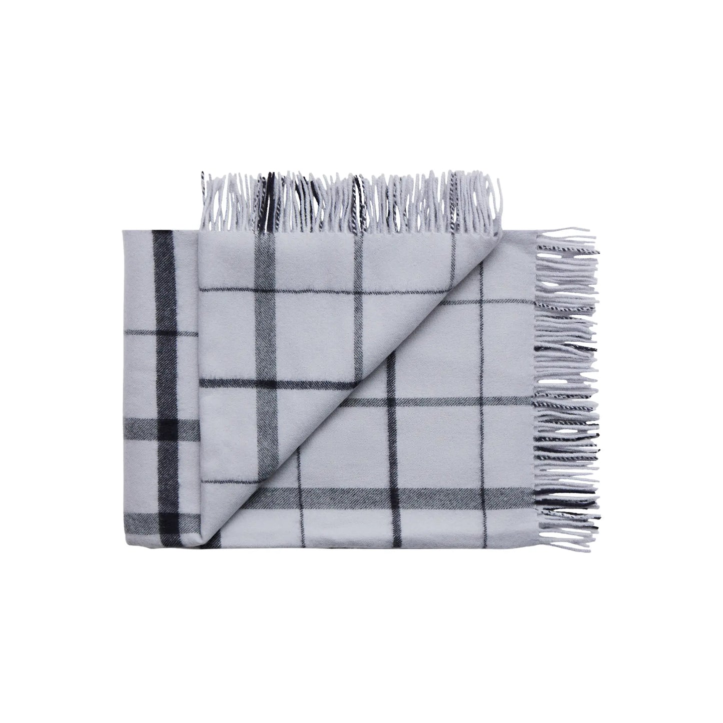 Silkeborg Uldspinderi Warp and Weft Ullpläd 130x190 cm, Stable - Concrete/Midnight