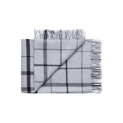 Silkeborg Uldspinderi Warp and Weft Ullpläd 130x190 cm, Stable - Concrete/Midnight