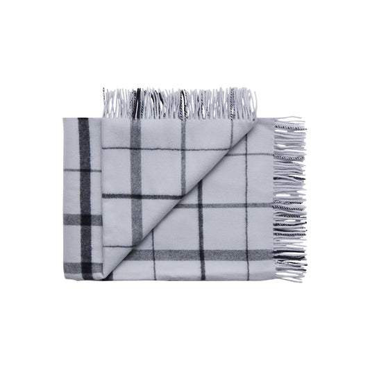 Silkeborg Uldspinderi Warp and Weft Ullpläd 130x190 cm, Stable - Concrete/Midnight