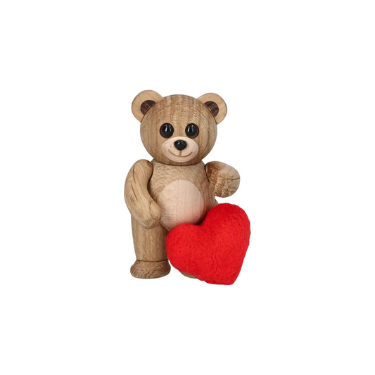 Spring Copenhagen Squeeze Teddybjörn med Hjärta 8 cm, Ek
