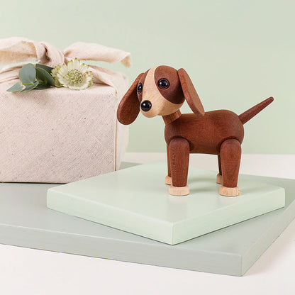 Spring Copenhagen Twix Hund Trädekoration 11 cm, Mahogny