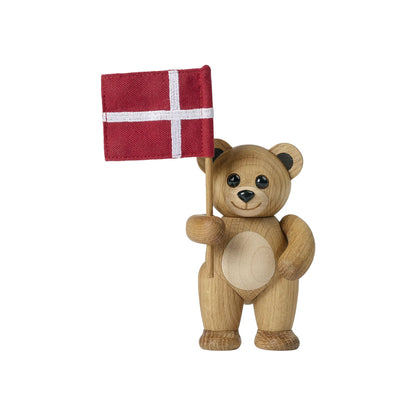Spring Copenhagen Flaggie Teddybjörn Trädekoration 12 cm, Ek