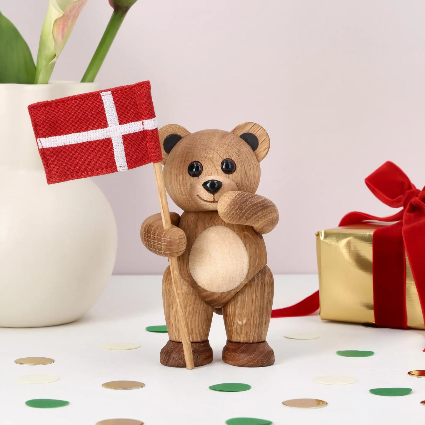 Spring Copenhagen Flaggie Teddybjörn Trädekoration 12 cm, Ek