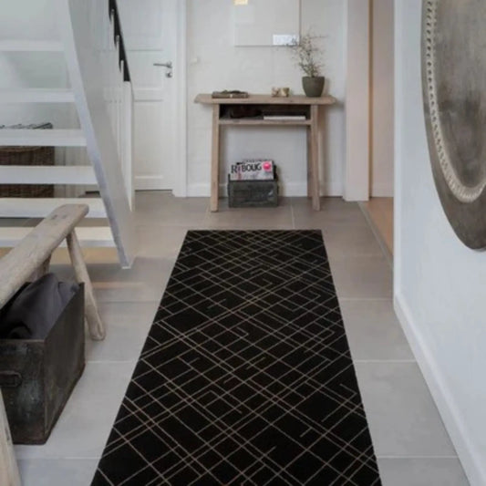 Tica Copenhagen Lines Matta 200x90 cm, Sand/svart