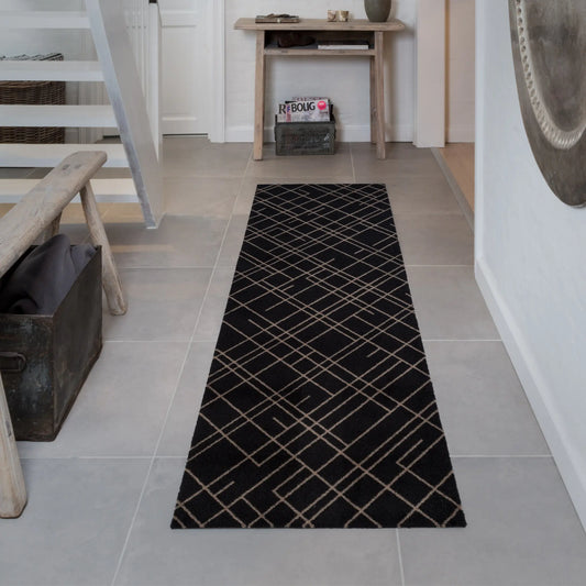 Tica Copenhagen Lines Matta 200x67 cm, Sand/svart