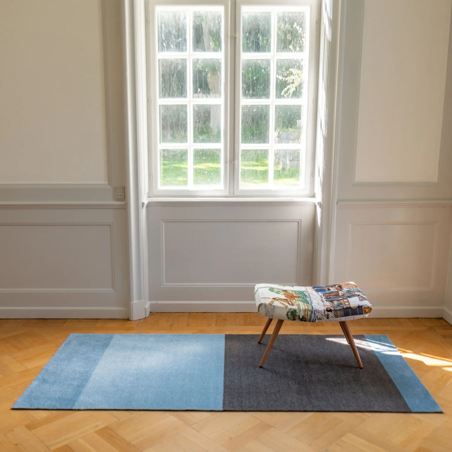 Tica Copenhagen Horizontal Matta 200x90 cm, Light/dusty blue/steelgrey