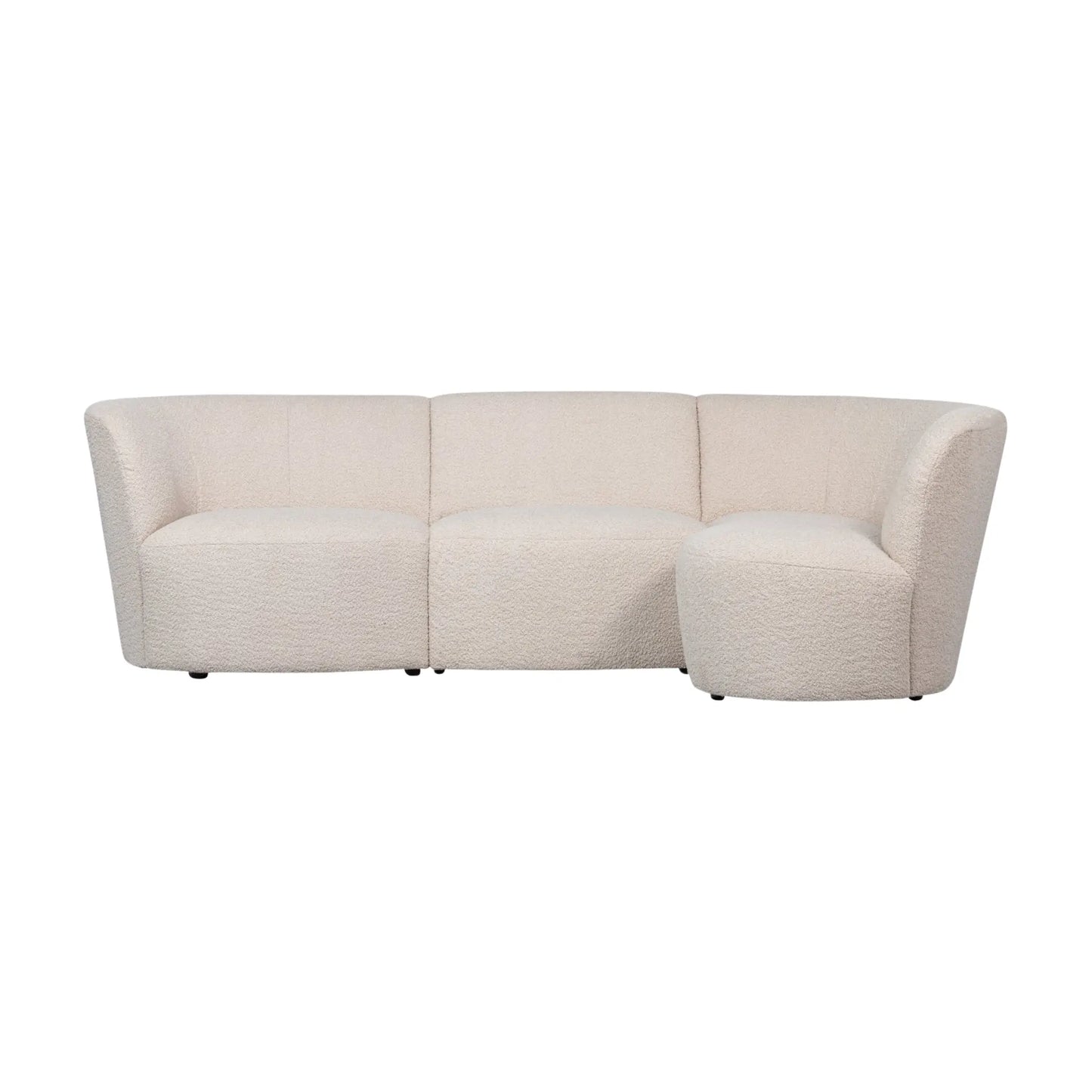 WOOOD Coco 3-Sits Soffa Rundad Höger Bouclé, Cream
