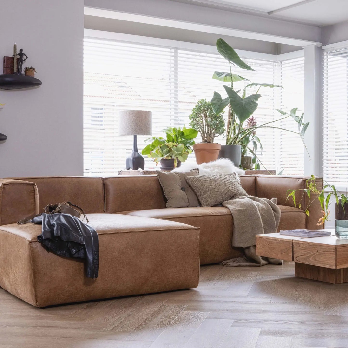 WOOOD Bean Hörnsoffa Vänster Eco Läder, Cognac