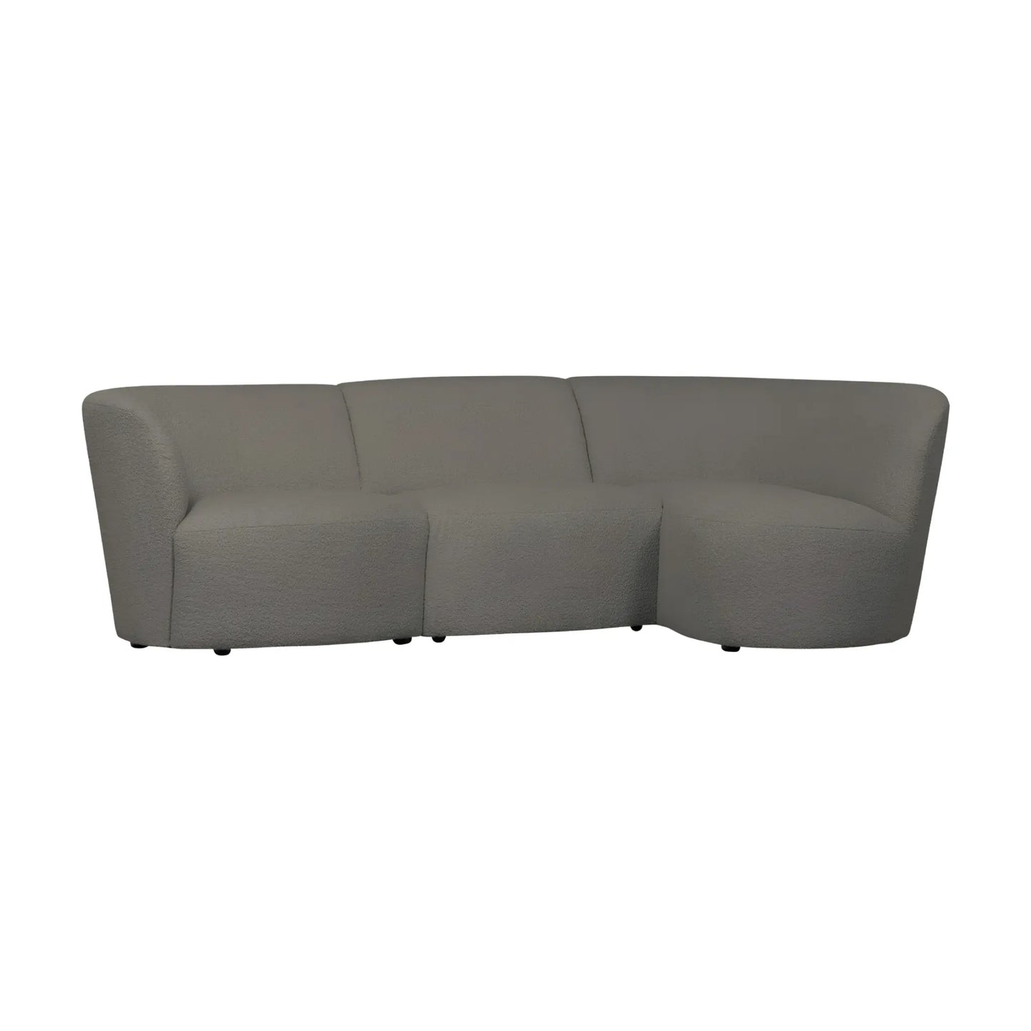 WOOOD Coco 3-Sits Soffa Rundad Höger Bouclé, Warm Green