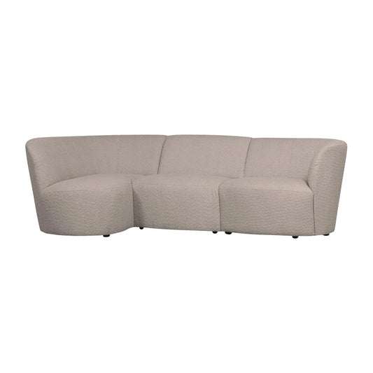 WOOOD Coco 3-Sits Soffa Rundad Vänster Bouclé, Sand