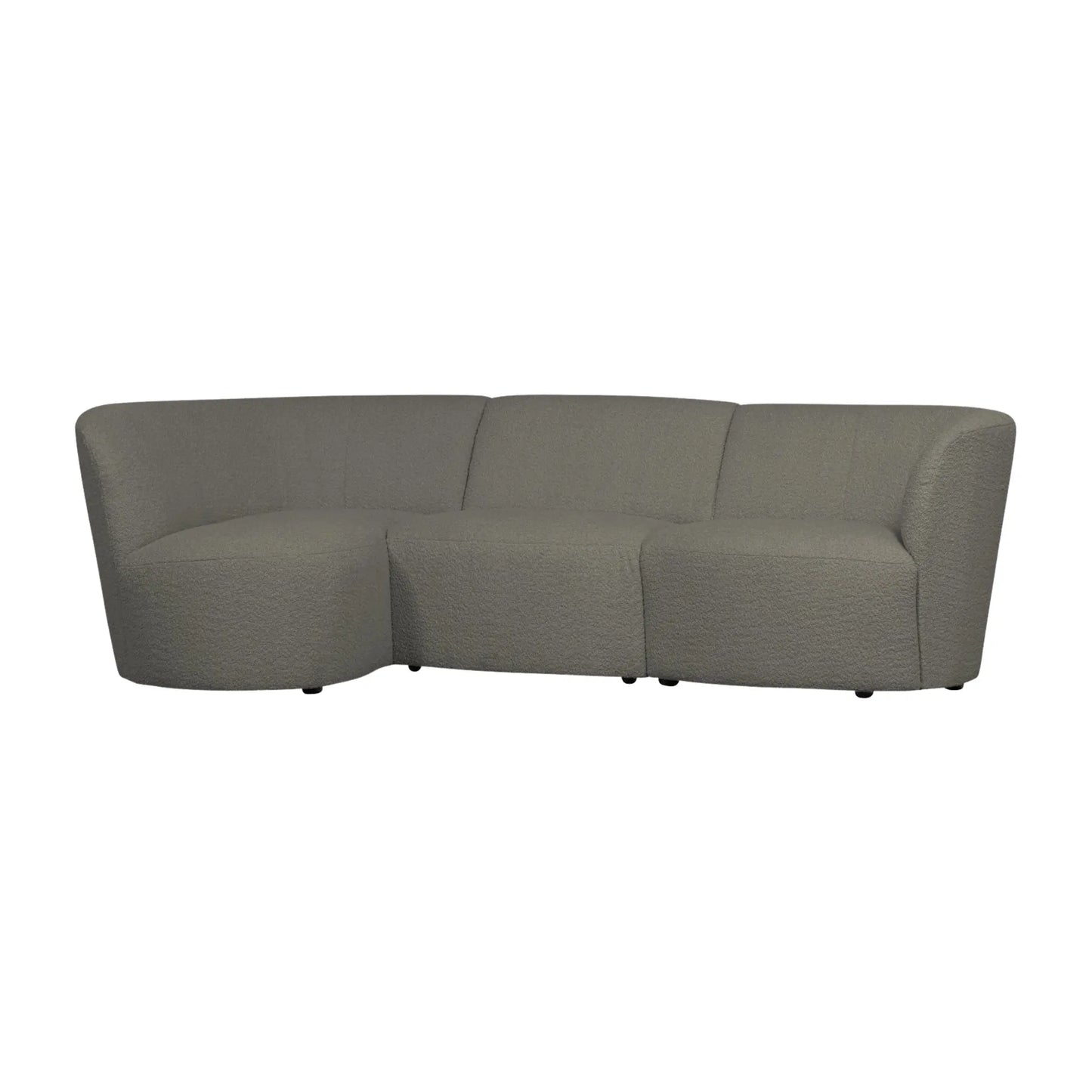 WOOOD Coco 3-Sits Soffa Rundad Vänster Bouclé, Warm Green