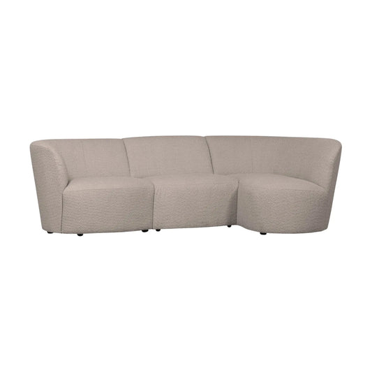 WOOOD Coco 3-Sits Soffa Rundad Höger Bouclé, Sand