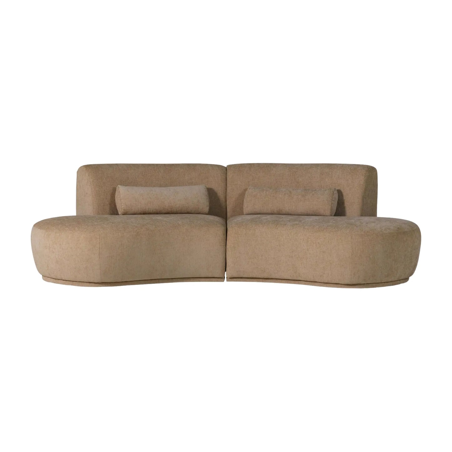 WOOOD Batavier Halvrund Soffa 4-Sits Sammet, Light Brown Melange