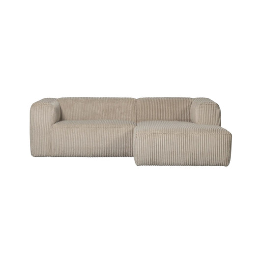 WOOOD Bean Schäslongsoffa Höger Ribbat Tyg, Travertin